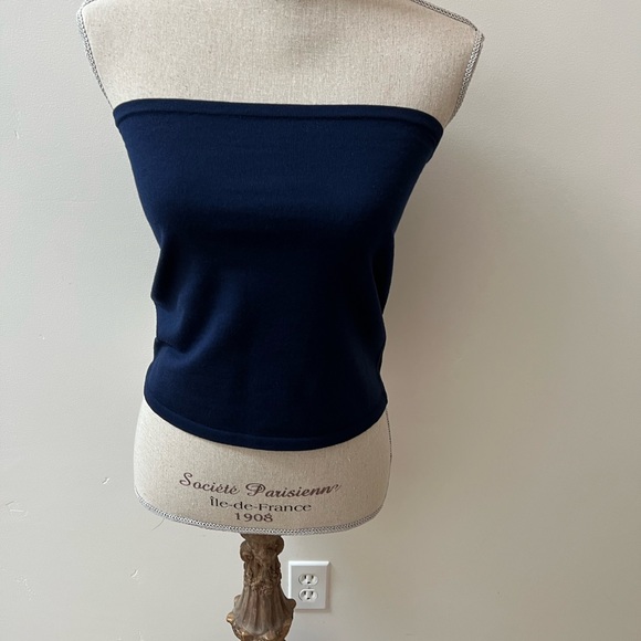 THEORY wool navy/black strapless “tube” top,L,NWOT - Picture 1 of 6